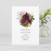 赤面ブルゴーニュ金ゴールドみすぼらしいフローラカップルのシャワー 招待状 (スタンド正面)