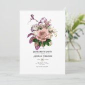 赤面ブルゴーニュ金ゴールドシャビーフローラバチェロレッテ 招待状 (スタンド正面)