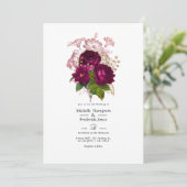 赤面ブルゴーニュ金ゴールドシャビー結婚フローラのQRコード 招待状 (スタンド正面)