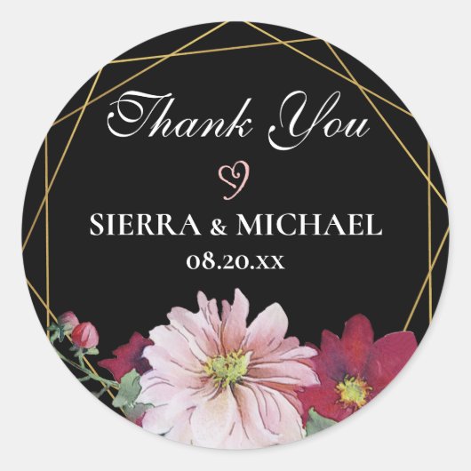 赤面ブルゴーニュ金ゴールドブラック結婚ズ・サンキュー ラウンドシール (正面)