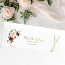 赤面ブルゴーニュ金ゴールド幾何学水彩フローラ