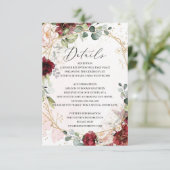 赤面ブルゴーニュ金ゴールド幾何結婚詳細 エンクロージャーカード (スタンド正面)