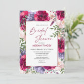 赤面ブルゴーニュ&ネイビーブルーフローラブライダルシャワー 招待状 (スタンド正面)