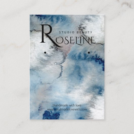 赤面ブルーウォーターカラーロゴイヤリングディスプレイ 名刺 (正面)