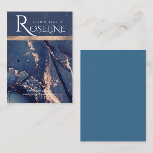 赤面ブルーウォーターバラ金ゴールドジュエリー表示 名刺 (正面/裏面)