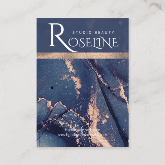 赤面ブルーウォーターバラ金ゴールドジュエリー表示 名刺 (正面)