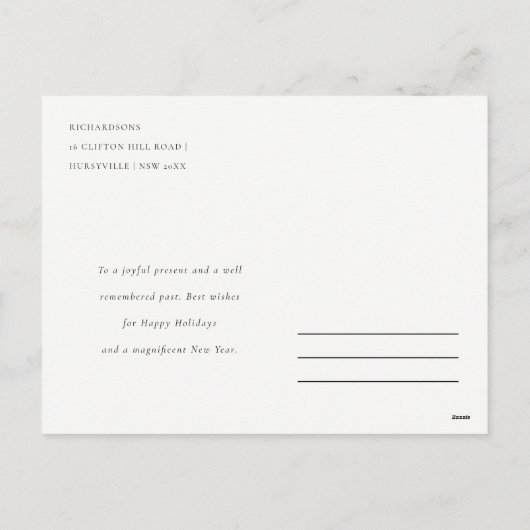 赤面ブルーグリーンウィンタークリスマスリースホリデー シーズンポストカード (裏面)