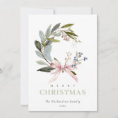 赤面ブルーグリーンウィンタークリスマスリース写真 シーズンカード (正面)