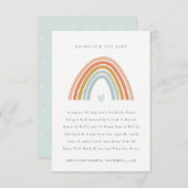 赤面ブルーハートレインボーブック赤ちゃんシャワー エンクロージャーカード (正面/裏面)