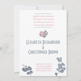 赤面ブルーピンク結婚フローラ 招待状