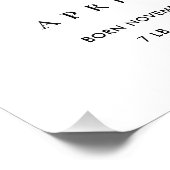 赤面ブルーフローラアルファベット名Aベビー誕生統計 フォトプリント (角)