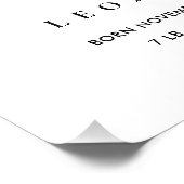 赤面ブルーフローラアルファベット名Lベビー誕生統計 フォトプリント (角)