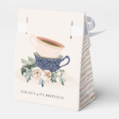 赤面ブルーフローラスタックティーカップ任意の年齢誕生日 フェイバーボックス (裏面サイド)