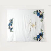 赤面ブルーフローラホリー聖体写真撮影ブースプロップ タペストリー (正面(横))