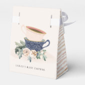 赤面ブルーフローラ積み上げティーカップベビーシャワー フェイバーボックス (裏面サイド)