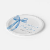 赤面ブルーボウ彼女は結び目ブライダルシャワー ペーパープレート (アングル)