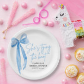 赤面ブルーボウ彼女は結び目ブライダルシャワー ペーパープレート (パーティー)