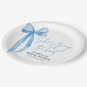 赤面ブルーボウ彼女は結び目ブライダルシャワー ペーパープレート (アングル)