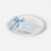 赤面ブルーボウ彼女は結び目ブライダルシャワー ペーパープレート (アングル)