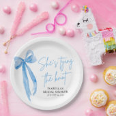 赤面ブルーボウ彼女は結び目ブライダルシャワー ペーパープレート (パーティー)