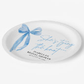 赤面ブルーボウ彼女は結び目ブライダルシャワー ペーパープレート (アングル)