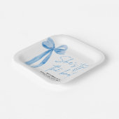 赤面ブルーボウ彼女は結び目ブライダルシャワー ペーパープレート (傾斜あり)