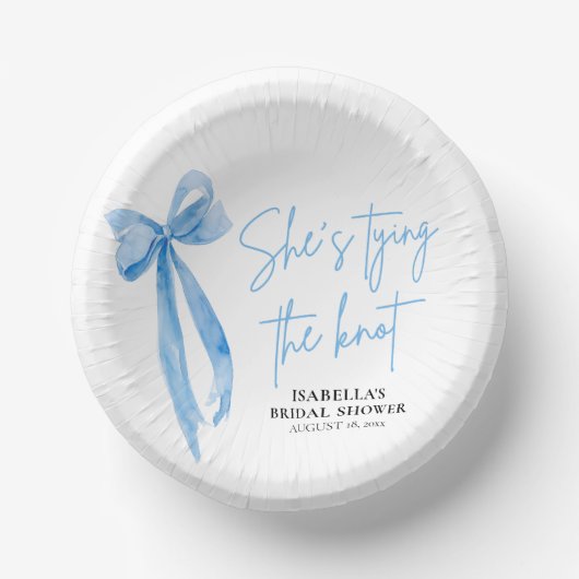 赤面ブルーボウ彼女は結び目ブライダルシャワー ペーパーボウル (正面)