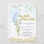 赤面ブルームーンスターズボーホーボーイベビーシャワー 招待状 (正面)