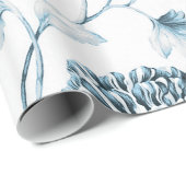 赤面ブルーヴィンテージ植物性フローラトワール ラッピングペーパー (ロールコーナー)