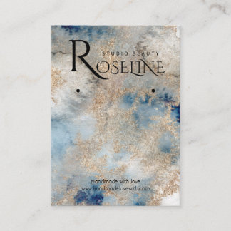赤面ブルー水彩金ゴールドロゴイヤリングディスプレイ 名刺