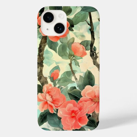 赤面ブロッサムカメリアガーデンウォーターカラー Case-Mate iPhoneケース (裏面)