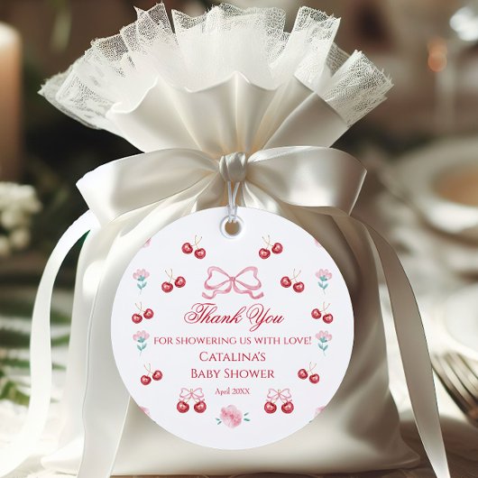 赤面ブロッサムスウィートさくらんぼベビーシャワー フェイバータグ