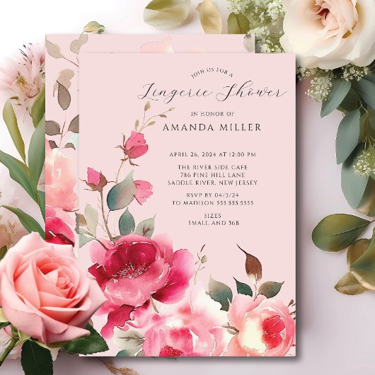 赤面ブロッサムブライダルランジェリーシャワー 招待状