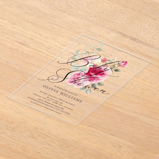 赤面ブロッサムベビーシャワー招待状 アクリル招待状 (レイダウン)