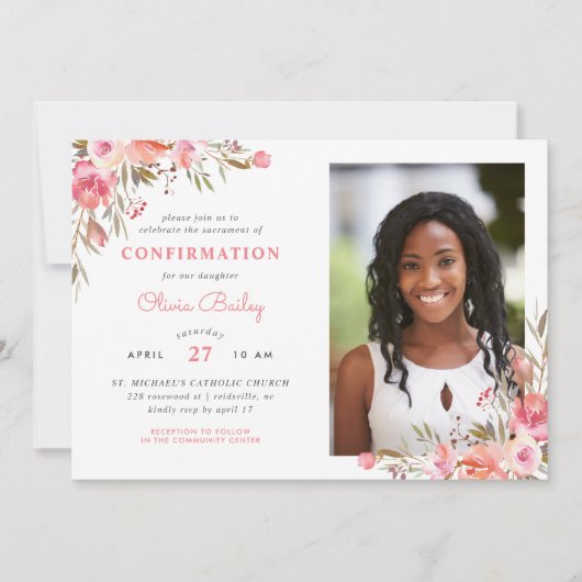 赤面ブーケフローラ写真の確認 招待状 (正面)