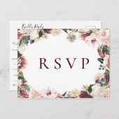 赤面プラムフローラウェディングRSVP曲要求 インビテーションポストカード (正面/裏面)