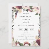 赤面プラムフローラフレームリハーサルディナー 招待状 (正面)