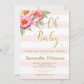 赤面プーニーフローラオーベビーシャワー招待状ガール 招待状 (正面)