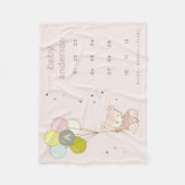 赤面ベアバルーンモノグラムガーリーベビーマイルストーン フリースブランケット (正面)