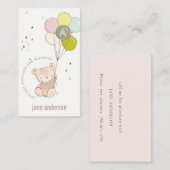 赤面ベアバルーンモノグラムキッズプレイデイトコール 名刺 (正面/裏面)