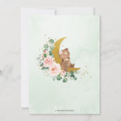 赤面ベアー我々は月の女の子の赤ちゃんシャワー上にいる 招待状 (裏面)