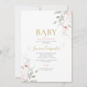 赤面ベビーイン開花ベビーシャワーガール 招待状 (正面)