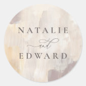 赤面ベージュ及びクリーム絵を描結婚抽象芸術 ラウンドシール (正面)