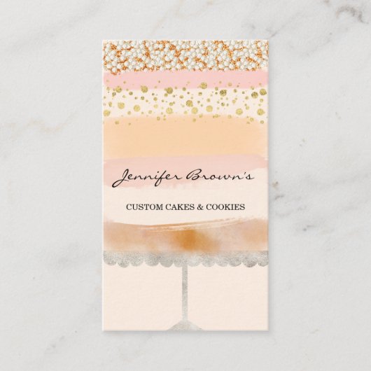 赤面ベージュ結婚ズ焼いたグッズ・ケーキベーカリー 名刺 (正面)