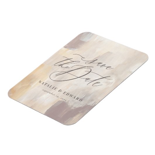 赤面ベージュ色彩の鮮やか抽象芸術結婚s マグネット (左側)