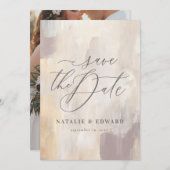 赤面ベージュ色彩の鮮やか結婚抽象芸術の写真 (正面/裏面)