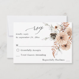 赤面ベージュ&パイン素朴ノミールRSVP 出欠カード