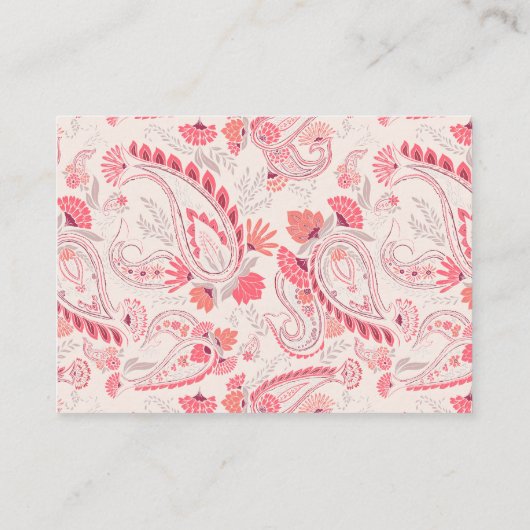 赤面ペイズリータイポグラフィ結婚ズウィングウェル エンクロージャーカード (裏面)