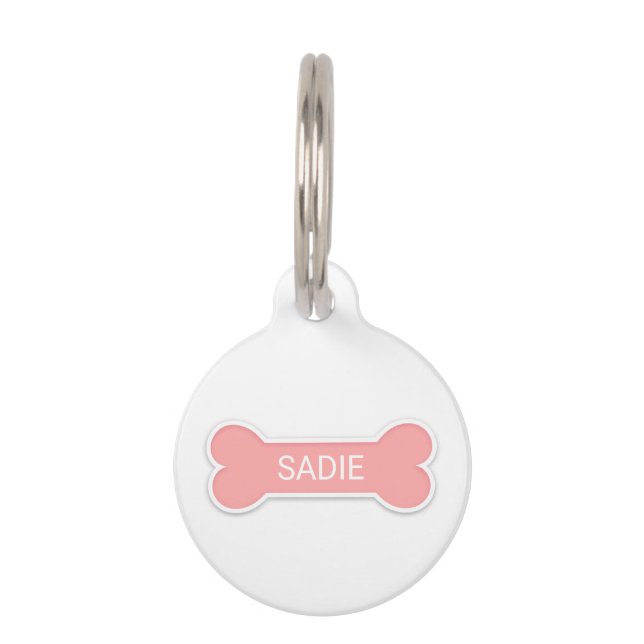 赤面ペット名付きカスタムピンクドッグボーン ペット　ネームタグ (正面)