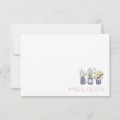 赤面ペリウィンクルフラワーカート一致メイスンジャー サンキューカード (裏面)